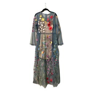 BLUEOXY sheer tulle floral embroidered dress XXL fits like L
